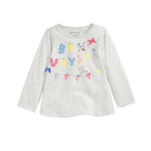 First Impressions Baby Girls 3-6 Month Long-Sleeve Bon Voyage Graphic-Print Tee